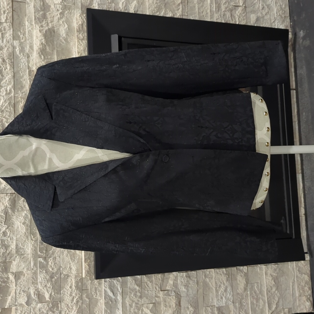 Jones New York Black Textured Blazer With Sparkle